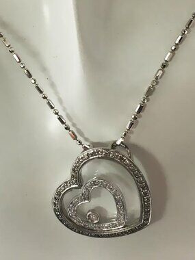 18K White Gold Diamond Floating Heart Pendant Necklace–Appraised $4,200CAD 2017